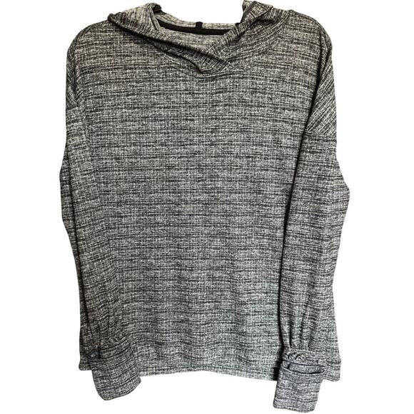 Lululemon Extra Mile Hoodie Sweatshirt Pullover Loose Fit Black White Size 12 - Picture 6 of 13